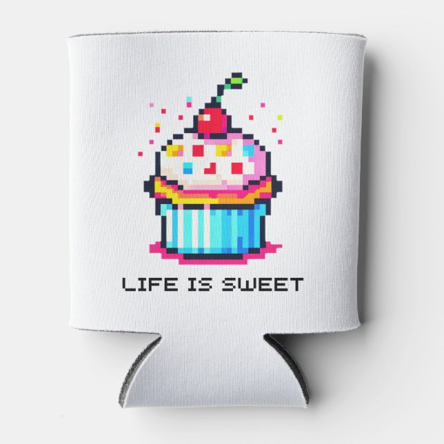 Sweet Pixel Treat - Cupcake Delight Can Cooler (Front)