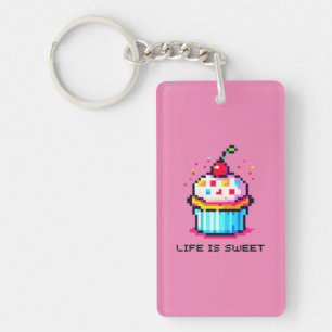 Sweet Pixel Treat - Cupcake Delight Key Ring