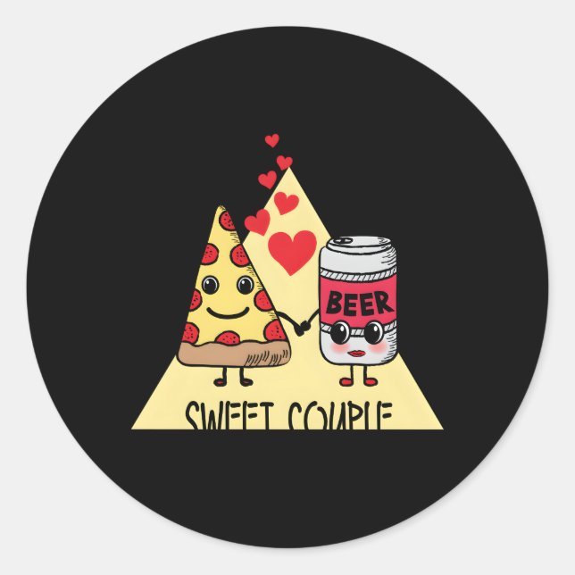 Sweet Pizza And Beer Classic Round Sticker (Front)