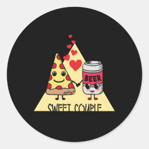 Sweet Pizza And Beer Classic Round Sticker