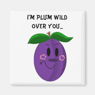 Sweet Plum Fruit Saying Magnet