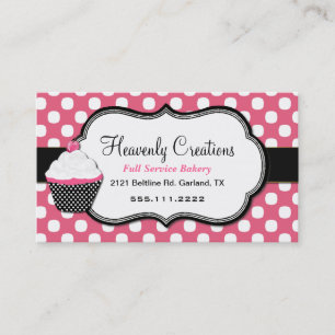 Sweet Polka Dot and Cupcake Bakery Business Card