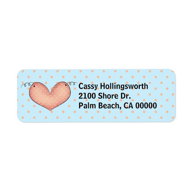 Sweet Polka Dots & Heart Return Address Label (Front)
