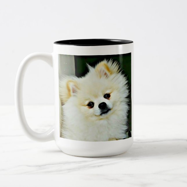 Sweet Pomeranian  Two-Tone Coffee Mug (Left)