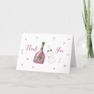 Sweet Poppin Champagne Bottles Baby Shower Thank You Card