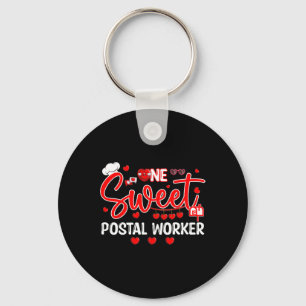 Sweet Postal Worker Valentine's Day Hearts Proud J Key Ring