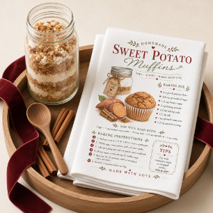 Sweet Potato Muffins Recipe Thanksgiving Tea Towel