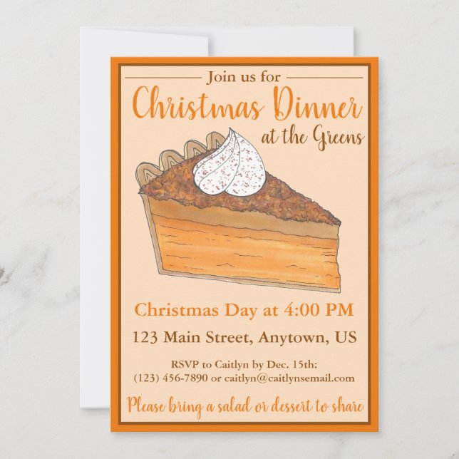 Sweet Potato Pie Christmas Thanksgiving Dinner Invitation (Front)