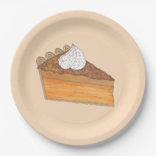Sweet Potato Pie Slice Christmas Dinner Soul Food Paper Plate