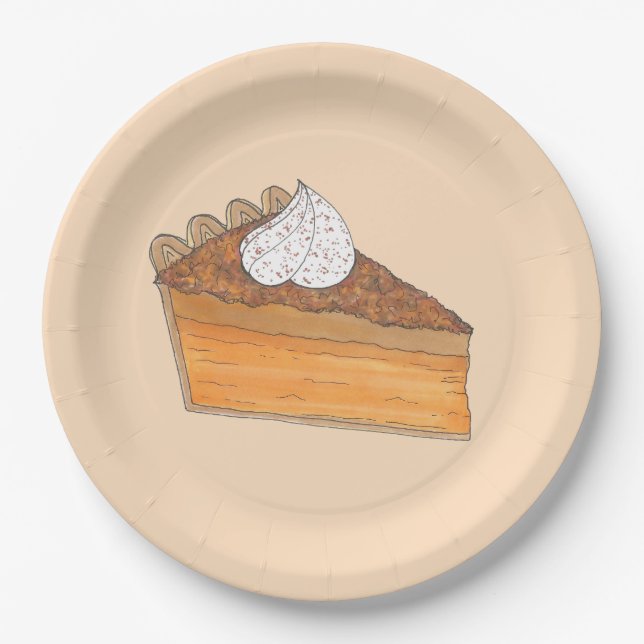 Sweet Potato Pie Slice Christmas Dinner Soul Food Paper Plate (Front)