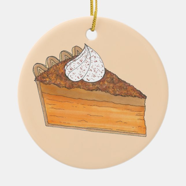 Sweet Potato Pie Slice Christmas Soul Food Dessert Ceramic Tree Decoration (Front)