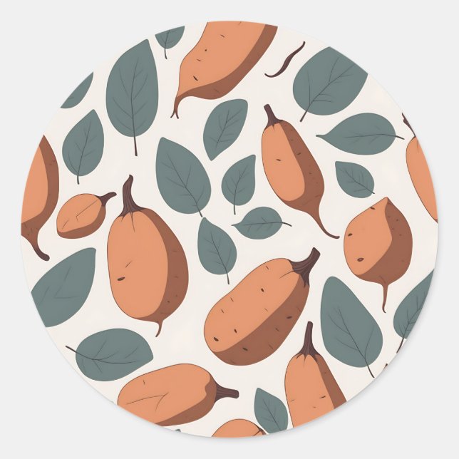 Sweet Potato Seamless Pattern Classic Round Sticker (Front)