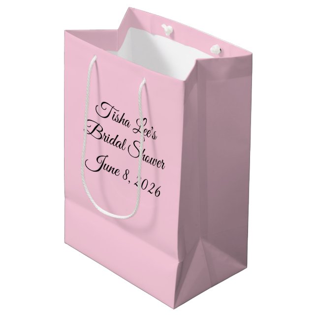 Sweet & Pretty Pink Bridal Shower:  Medium Gift Bag (Front Angled)