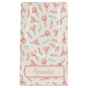 Sweet Pretty Pink Candy Lollipops Cute Small Gift Bag