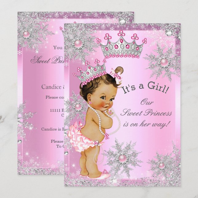 Sweet Princess Baby Shower Wonderland Pink Invitation (Front/Back)