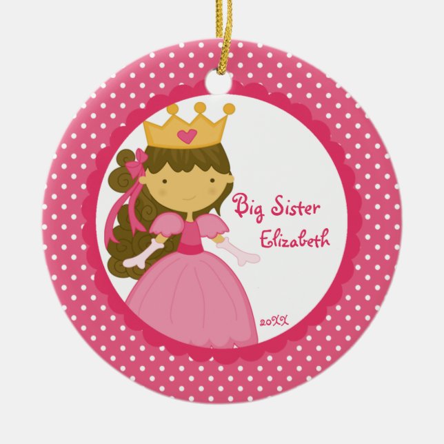 Sweet Princess Big Sister Christmas Ornament (Front)