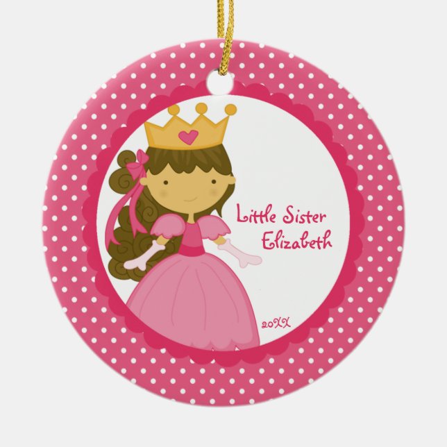Sweet Princess  Little Sister Christmas Ornament (Front)