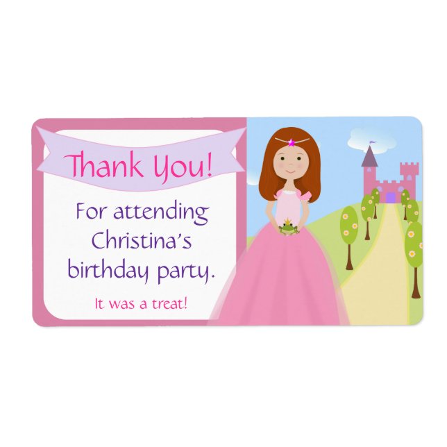 Sweet Princess Party Favour Label (Front)