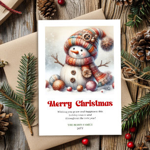 Sweet printable Christmas snowman festive holiday Card
