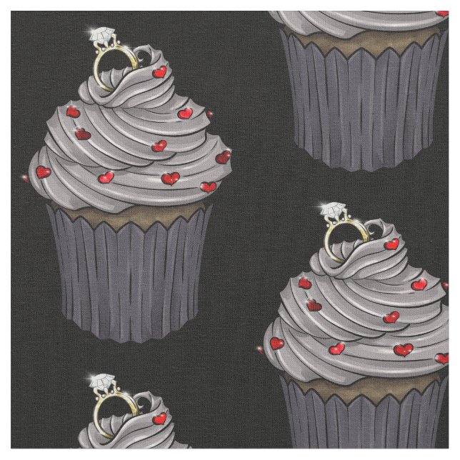 Sweet Proposal Cupcake Fabric (Close Up)