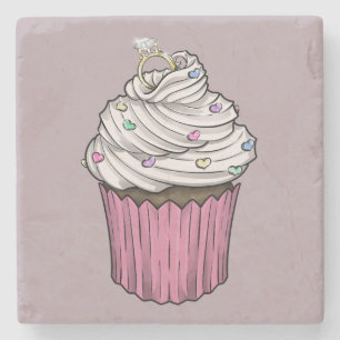 Sweet Proposal Cupcake Stone Coaster