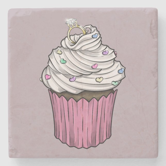 Sweet Proposal Cupcake Stone Coaster (Front)