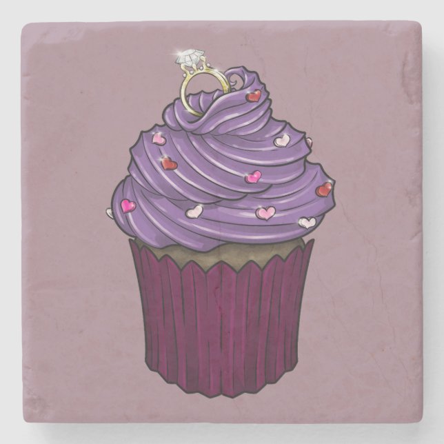 Sweet Proposal Cupcake Stone Coaster (Front)