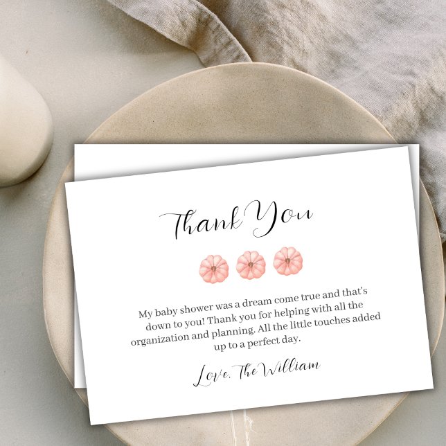 Sweet Pumpkin Baby Shower  Thank You Card (Sweet Pumpkin Baby Shower Thank You Card)