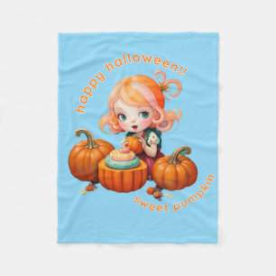Sweet pumpkin clear blue  fleece blanket