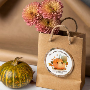 Sweet Pumpkin Fall Baby Shower Classic Round Sticker
