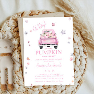 sweet pumpkin fall baby shower pink bow coquette invitation