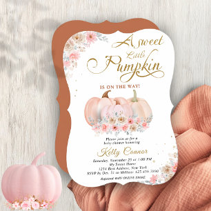 Sweet Pumpkin Floral Baby Shower Invitation