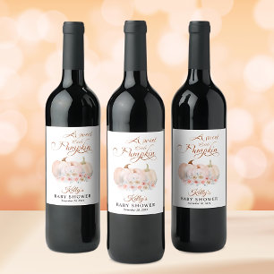 Sweet Pumpkin Floral Baby Shower Wine Label