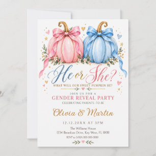 Sweet Pumpkin He or She Gender Reveal Invitation