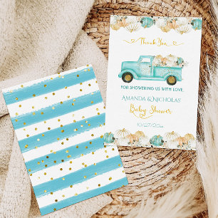Sweet Pumpkin Mint Green Fall Autumn Baby Shower Thank You Card