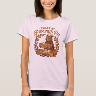 Sweet Pumpkin Pie Autumn Bear T-Shirt