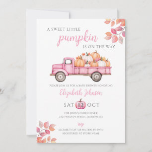 Sweet Pumpkin Pink Baby Shower Photo QR Code Invitation