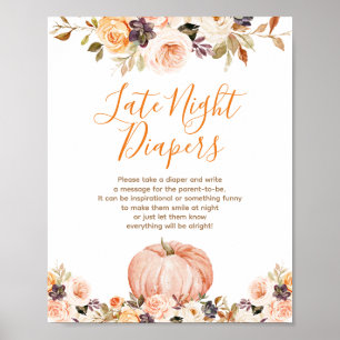 Sweet Pumpkin Rustic Floral Late Night Diapers Poster