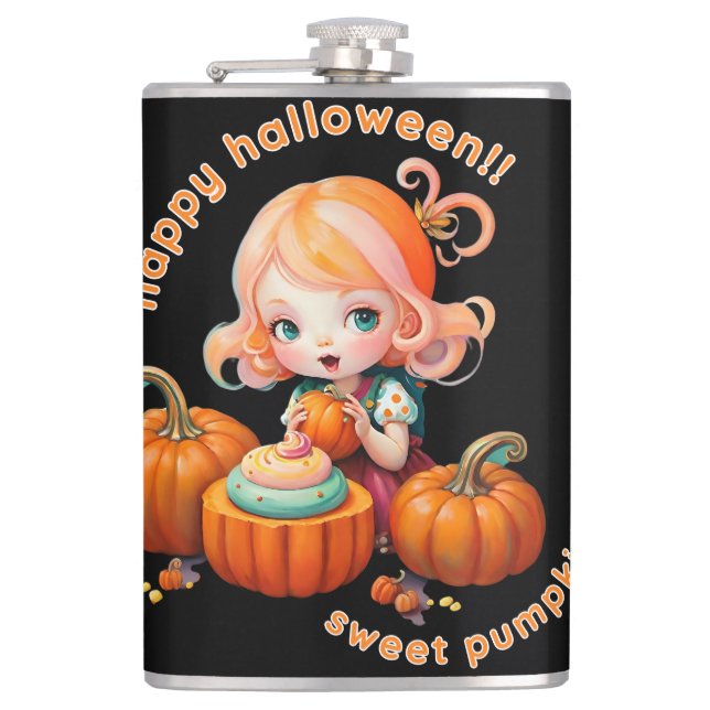 Sweet pumpkin Water Bottle Hip Flask (Front)