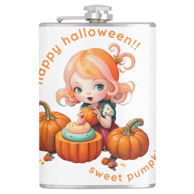 Sweet pumpkin Water Bottle Hip Flask (Front)
