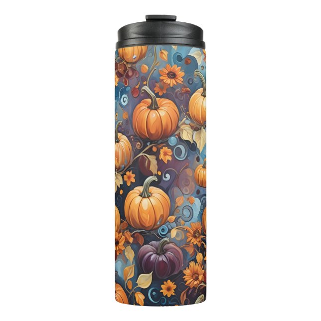 Sweet Pumpkins Fall Pattern  Thermal Tumbler (Front)