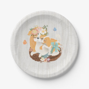Sweet puppy and momma baby shower paper plates
