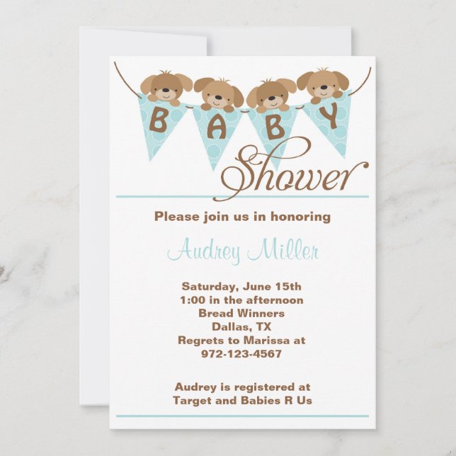Sweet puppy baby shower Invitations (Front)