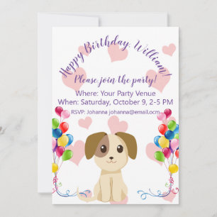 Sweet Puppy  Birthday Invitation