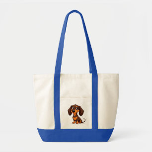 Sweet Puppy Dachshund Cartoon Artwork Tote Bag