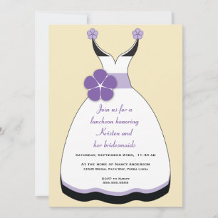 Sweet Purple and Vanilla Wedding Dress Invitation