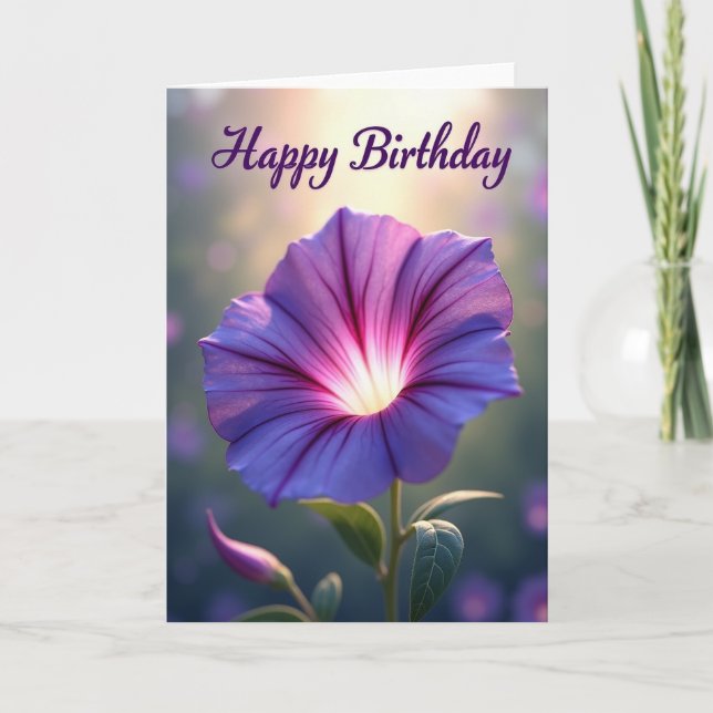Sweet Purple Bloom Birthday Card (Front)