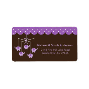 Sweet Purple Elephant Mobile Address Label