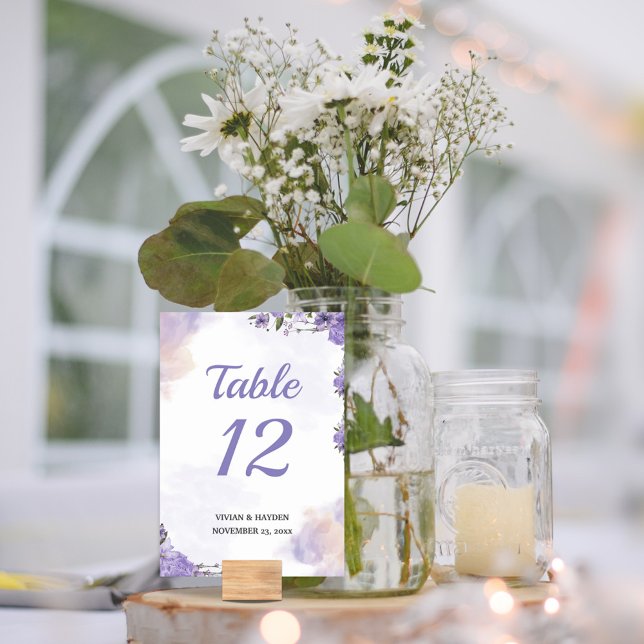 Sweet Purple Floral Wedding Table Number (Creator Uploaded)