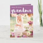 Sweet Purple Happy Birthday Grandma Photo Card<br><div class="desc">Pretty lavender purple and white birthday greeting card for grandmother,  features a front photo and inside customised message.</div>